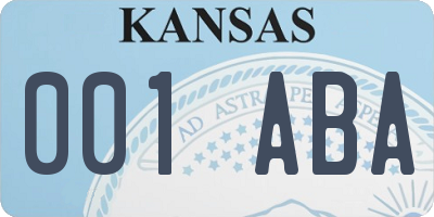 KS license plate 001ABA