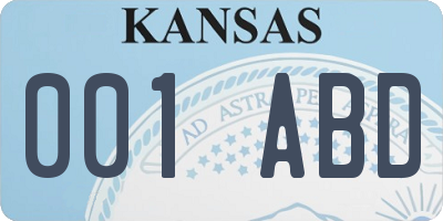 KS license plate 001ABD