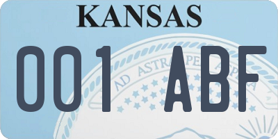 KS license plate 001ABF