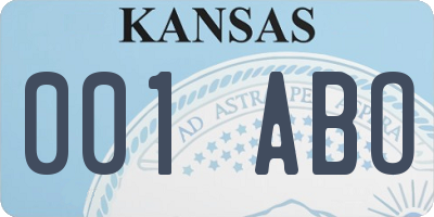 KS license plate 001ABO