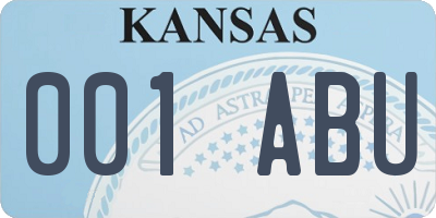 KS license plate 001ABU