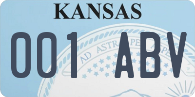 KS license plate 001ABV