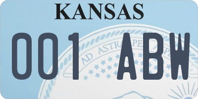 KS license plate 001ABW