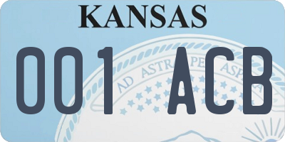 KS license plate 001ACB