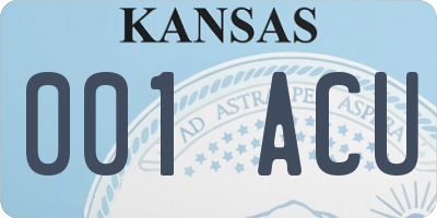 KS license plate 001ACU
