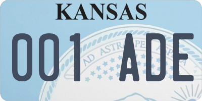 KS license plate 001ADE