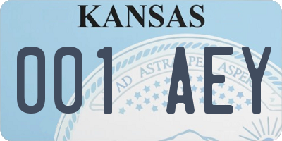 KS license plate 001AEY