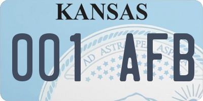 KS license plate 001AFB