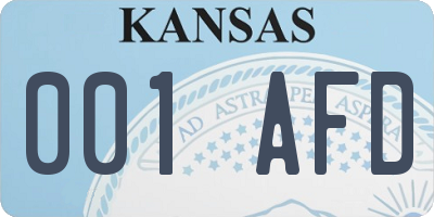 KS license plate 001AFD