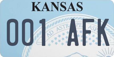 KS license plate 001AFK