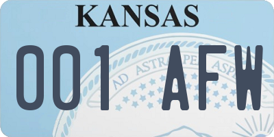 KS license plate 001AFW