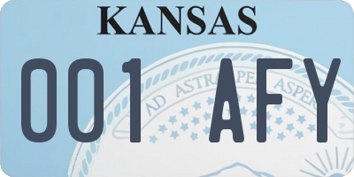 KS license plate 001AFY