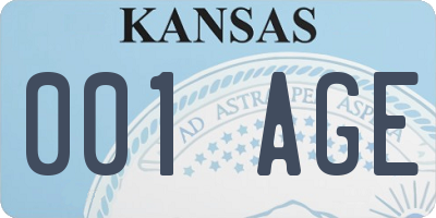 KS license plate 001AGE