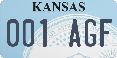 KS license plate 001AGF