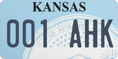 KS license plate 001AHK