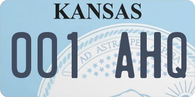 KS license plate 001AHQ