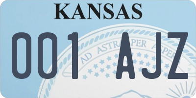 KS license plate 001AJZ