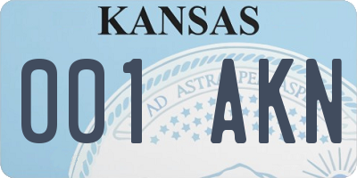KS license plate 001AKN