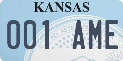 KS license plate 001AME