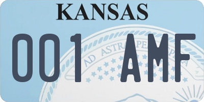 KS license plate 001AMF