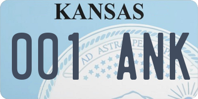 KS license plate 001ANK