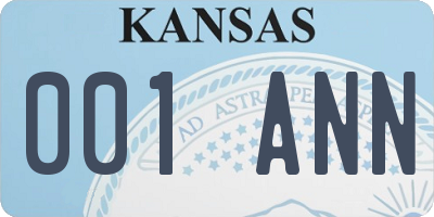 KS license plate 001ANN
