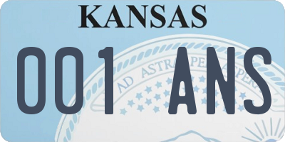 KS license plate 001ANS