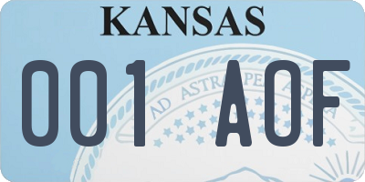 KS license plate 001AOF
