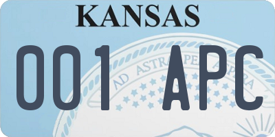 KS license plate 001APC