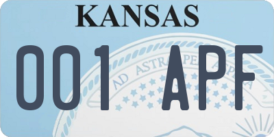 KS license plate 001APF