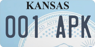 KS license plate 001APK