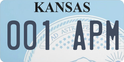 KS license plate 001APM