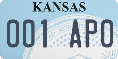 KS license plate 001APO