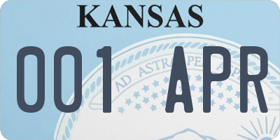 KS license plate 001APR