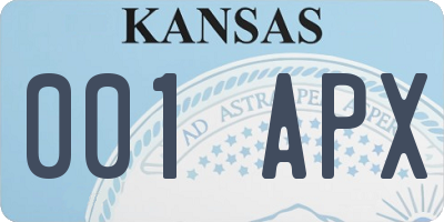 KS license plate 001APX