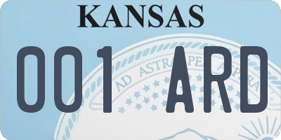 KS license plate 001ARD