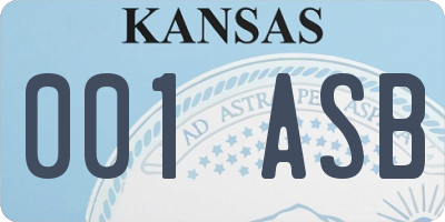 KS license plate 001ASB