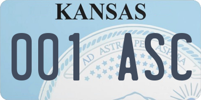 KS license plate 001ASC