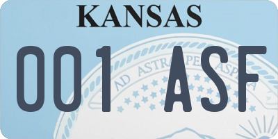 KS license plate 001ASF