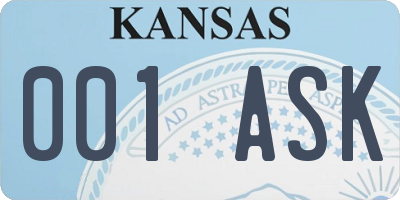KS license plate 001ASK
