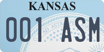 KS license plate 001ASM
