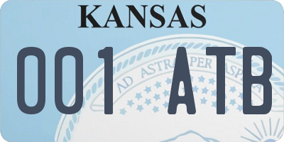 KS license plate 001ATB
