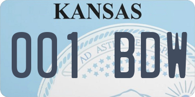 KS license plate 001BDW