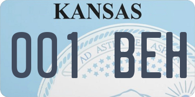 KS license plate 001BEH