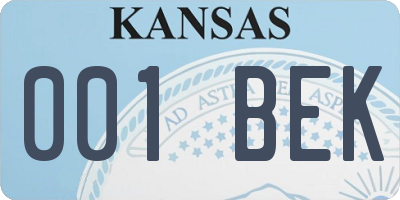 KS license plate 001BEK