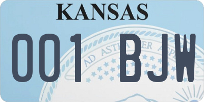 KS license plate 001BJW
