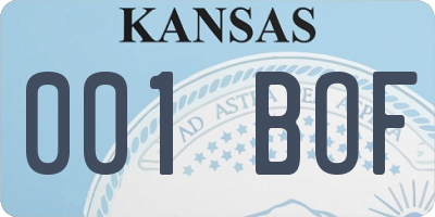 KS license plate 001BOF