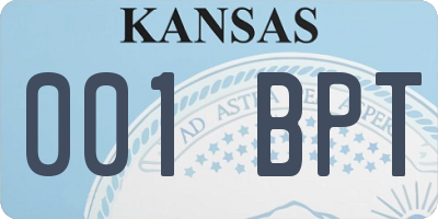 KS license plate 001BPT