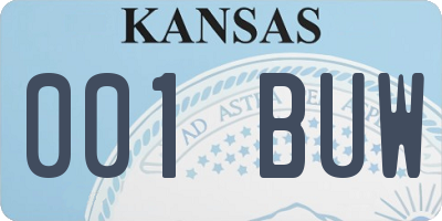 KS license plate 001BUW