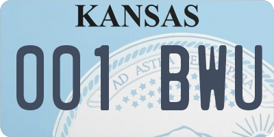 KS license plate 001BWU
